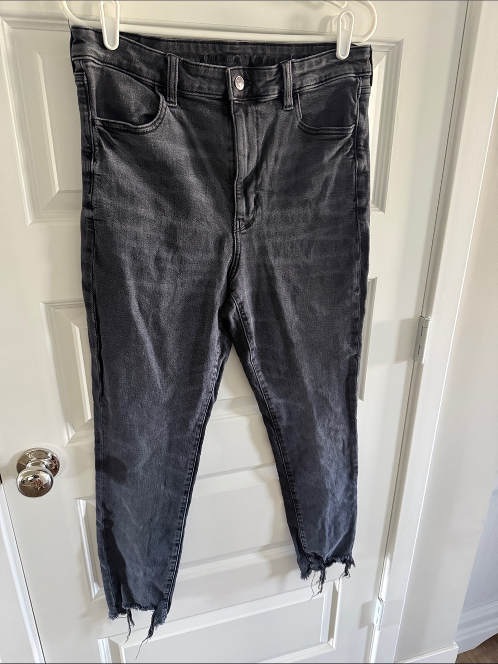 American Eagle Black Washed Super Stretch Jeans 14 WOMENS SUPER HIGH RISE JEAN